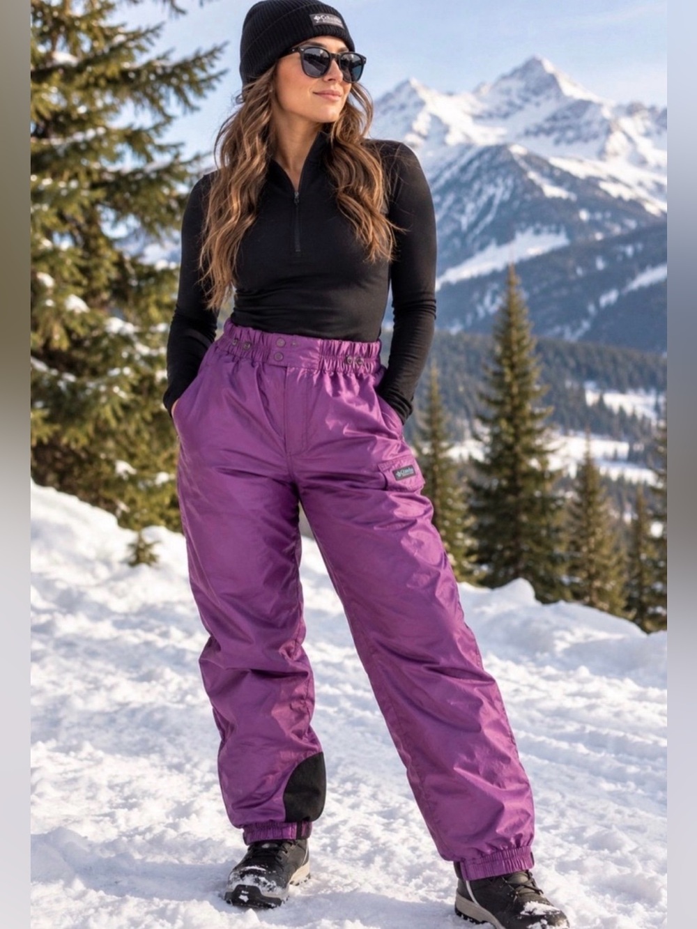 Vintage Columbia Womens S Purple Teal Ski Snow Pants 80s 90s Nylon Retro